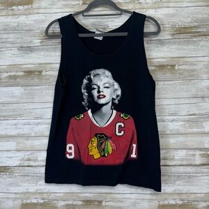 Marilyn Monroe Chicago Blackhawks Toews Shirt Men’s Black Tank Top size Small
